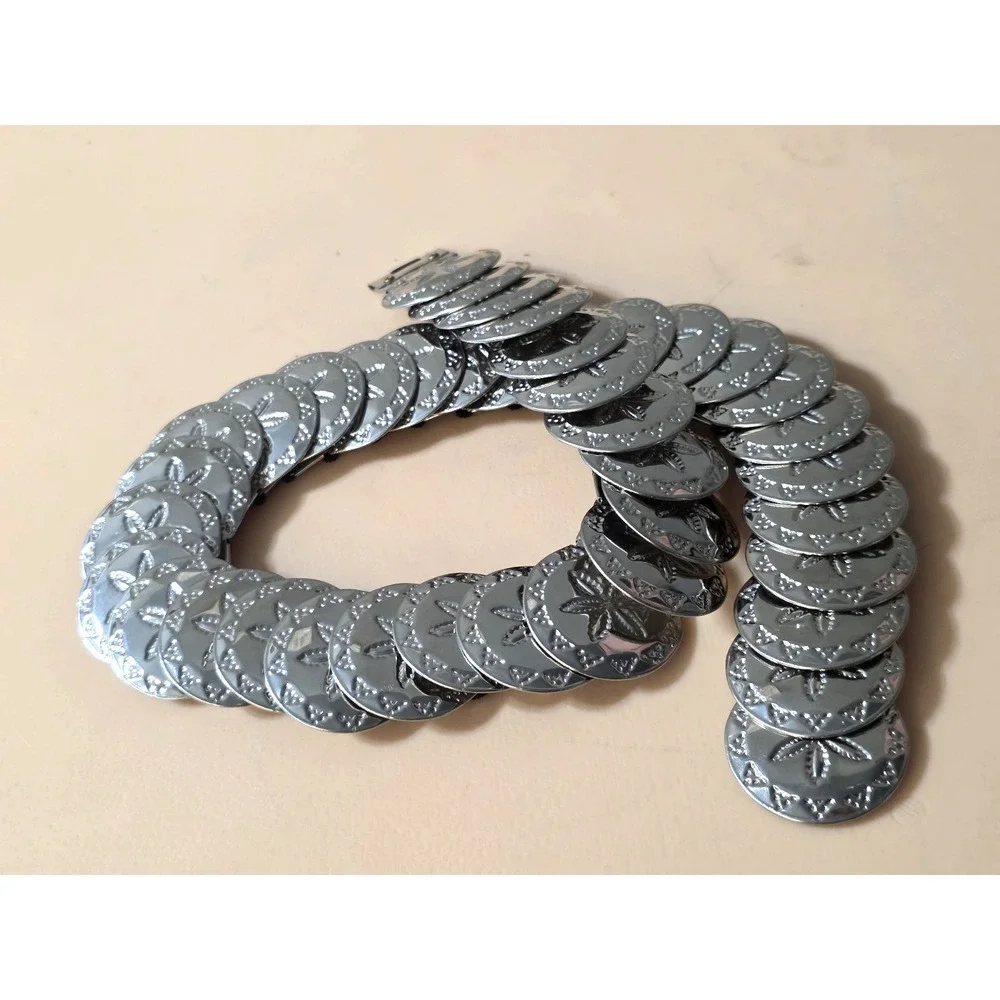 Vintage‎ 1980s Womens Silver Disc Belt Stretchy Osfm